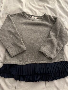 Crewcuts 4/5 girls’ Sweatshirt Tunic Top with Navy Pleated Hem